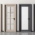 Modern Swing Doors With Glass Panes In Beige And Gray For Interior Design