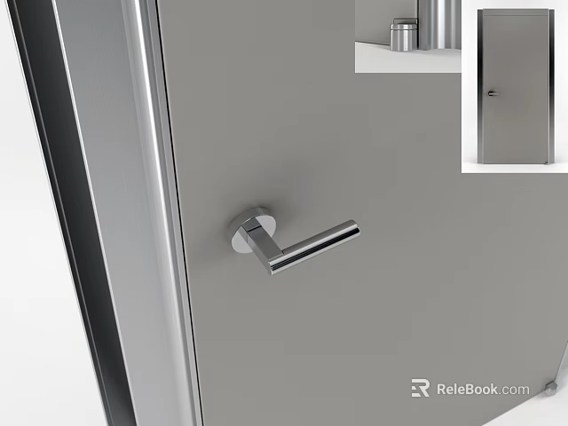 Modern Interior Swing Door With Sleek Metallic Handle And Minimalist Frame Design 3d model 