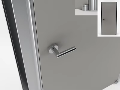 Modern Interior Swing Door With Sleek Metallic Handle And Minimalist Frame Design 3d model