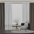 Brown And White Curtains In Modern Living Room With Sheer Panels And Accent Chair