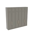 Modern Gray Paneled Wardrobe With Multiple Doors And Metal Handles Design 3d model
