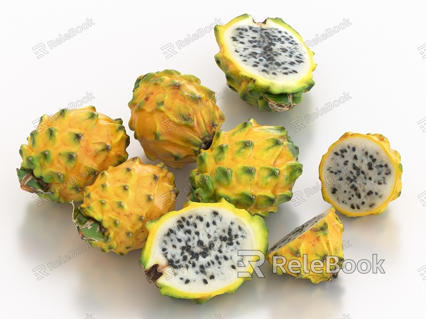 yellow dragon fruit cactus fruit model