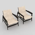 Two Modern Lounge Chairs With Beige Seats And Black Frames 3d model