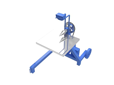 Industrial Blue Metal Mechanical Equipment With Stable Platform Gear And Wheels 3d model