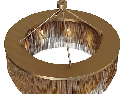 Elegant Modern Golden Circular Chandelier With Chain Fringes And Metal Frame 3d model