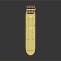 Vintage Steamship With Decorative Deck Two White Chimneys Yellow Hull And Pink Flag