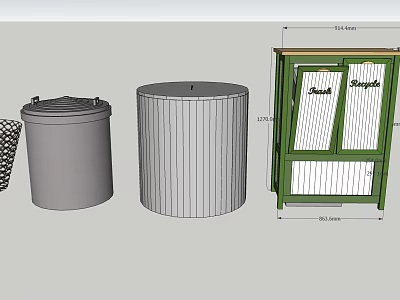 Modern Public Facilities With Practical Waste Bins And Storage Cabinet Design 3d model
