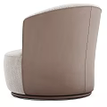Modern Beige Upholstered Accent Chair With Curved Backrest And Rounded Arms