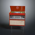 Vintage Record Player With Wooden Case Open Lid Vinyl Record Control Knobs And Speaker Grilles