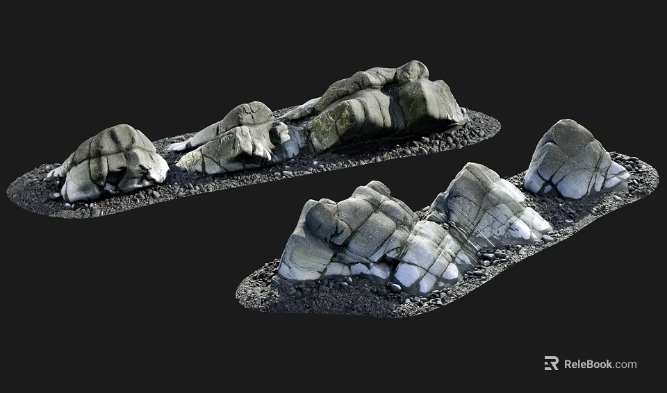 Natural Stone And Wood Decorative Elements With Textured Surface For Design Projects 3d model