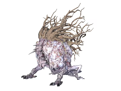 Eerie Fantastical Monster Character With Tangled Twisted Roots And Grotesque Skin 3d model