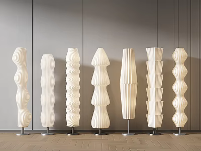 Modern Floor Lamps With Various Unique Designs In Interior 3d model