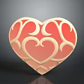 Heart Shaped Openwork Carved Furniture Decorative Piece In Pink And Beige