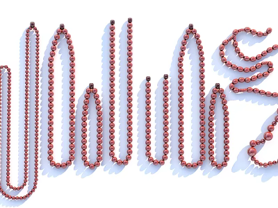 Elegant Red Beaded Necklaces Collection With Various Styles And Designs 3d model