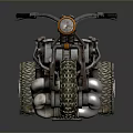 Vintage Custom Motorcycle With Large Tires Leather Seat And Exposed Engine