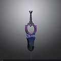 Futuristic Fantasy Weapon With Purple Blue Gradient Ring Shaped Top And Shiny Decorative Base