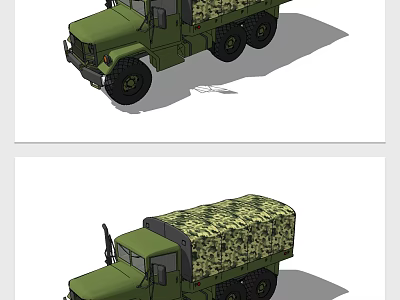 Green Military Utility Vehicle With Camouflage Cover And Six Wheels For Transport 3d model