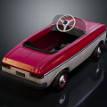 Vintage Red and Beige Convertible Toy Car with Classic Steering Wheel Design