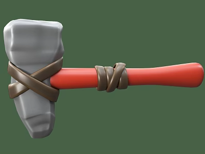 Medieval Hammer Weapon With Gray Head Red Handle And Brown Straps Design 3d model