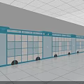 Blue And White Wardrobes With Numbers And Wheels In Spacious Room White Tile Floor Ceiling