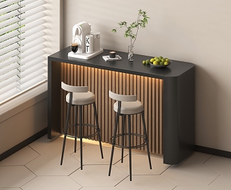 West Kitchen Bar Counter Nakajima Table Sink Bar Chair Indoor Nakajima Table 3d model