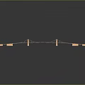 3D Suspension Bridge Model with Tower Cable Deck Structure and Reflection