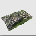 Natural Scenic Landscape Featuring Moss Covered Rocks And Lush Green Grass