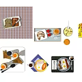 Delicious Breakfast Food Platters With Bread Fried Eggs Coffee And Fresh Fruits