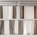 Striped And White Sheer Layered Curtains With Decorative Curtain Rods For Home Interior
