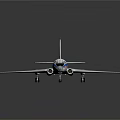 Detailed Passenger Aircraft Model With White Body Blue Red Stripes And Red Tail Fin