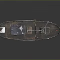 Classic Wooden Boat With Mast Cabin Red Yellow Black Hull And Lifebuoy