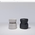 Modern Minimalist Sofa Stools With Light Gray And Black Upholstered Design 3d model