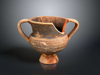 Handcrafted Ceramic Sculpture Carving With Two Handles And Textured Base Design 3d model