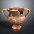 Handcrafted Ceramic Sculpture Carving With Two Handles And Textured Base Design