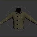 Beige Daily Use Jacket With Stand Collar Multiple Pockets And Shoulder Patches 3d model