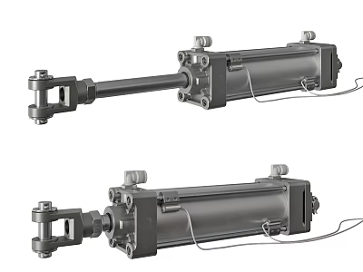 Industrial Hydraulic Cylinders With Durable Metal Piston Rod And Machinery Connection Design 3d model