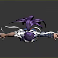 Child With Purple Long Hair Blue Pants White Top And Floating Ribbon Accessories