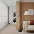 Modern Living Room Interior With Wooden Bookshelf Sliding Screen White Sofa And Woven Pendant Light