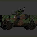 Camouflaged Military Vehicles With Roof Mounted Guns Armored Design And Off Road Tires