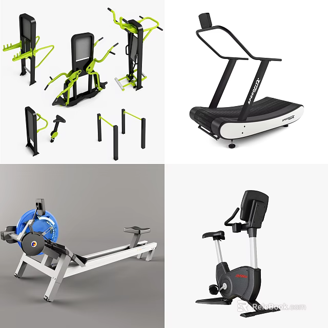 Different Types Of Fitness Sports Equipment For Home Exercise Training Sessions 3d model 