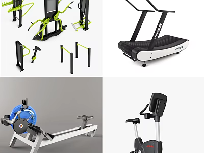Different Types Of Fitness Sports Equipment For Home Exercise Training Sessions 3d model