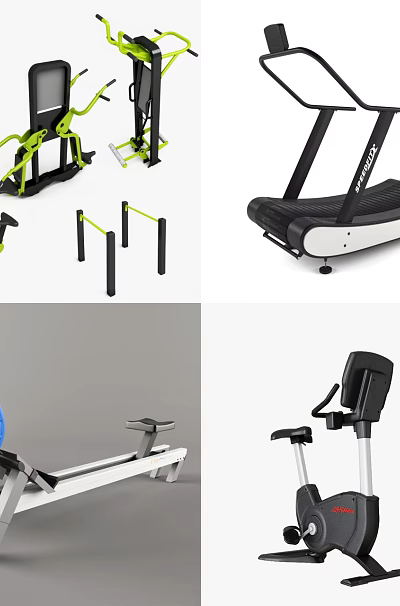 Different Types Of Fitness Sports Equipment For Home Exercise Training Sessions 3d model