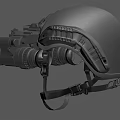 Tactical Military Helmet With Night Vision Binoculars Mounted Attachments And Secure Strap Design