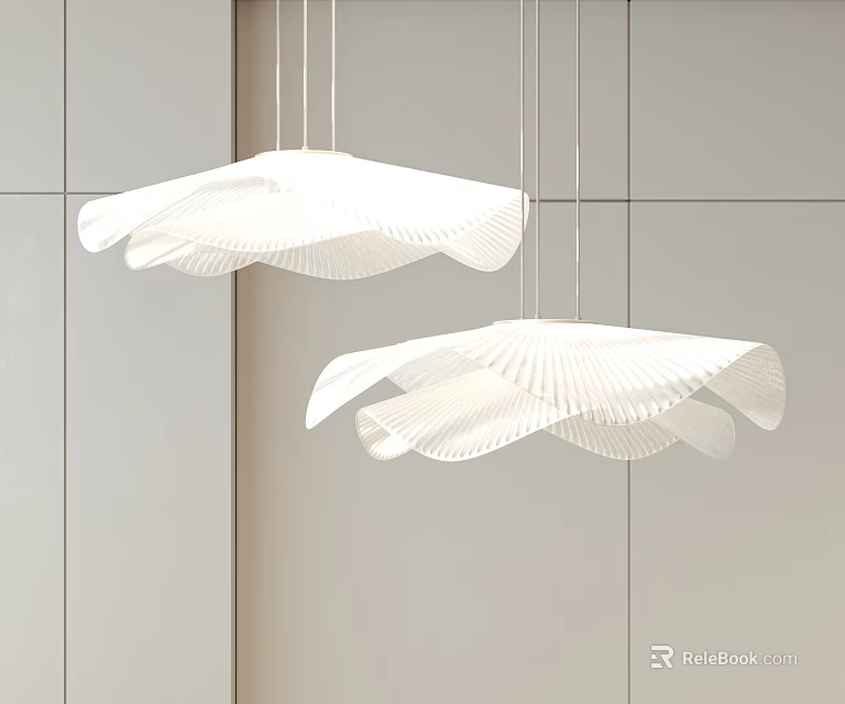 Stylish Modern White Leaf Shaped Chandeliers For Interior Ceiling Hanging Design 3d model