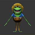 Cartoon Frog Character With Yellow Straw Hat Green Body Blue Shirt And Orange Pants