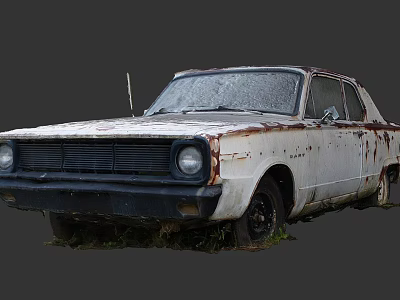 Rusted Vintage Car Abandoned With Overgrown Grass And Weathered Exterior Body 3d model