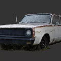 Rusted Vintage Car Abandoned With Overgrown Grass And Weathered Exterior Body