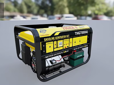 Industrial Gasoline Generator TNG7000E Yellow Black Design With Power Output For Industrial Use 3d model