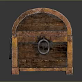 Vintage Wooden Chest With Metal Bands Brass Corners And Lock