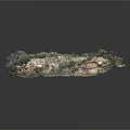 Detailed Realistic Rocky Terrain Model With Green Vegetation And Small Pathways